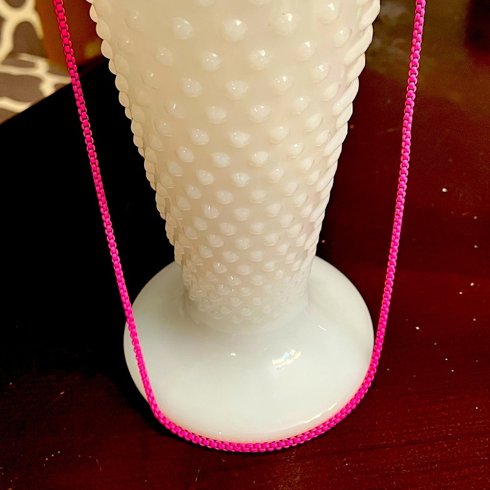 Karli Buxton long pink enamel necklace